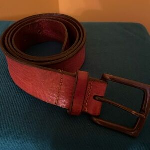 Italian 46” Large Luxury Cognac Leather Belt Luxury Rustic Old Money Unisex